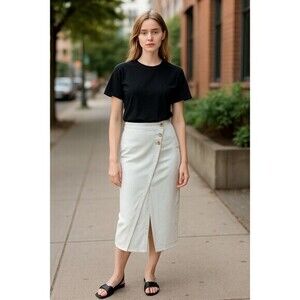 Sincerely Jules Denim Skirt Womens 25 Washed Blue Fray-Hem Front Slit High Rise